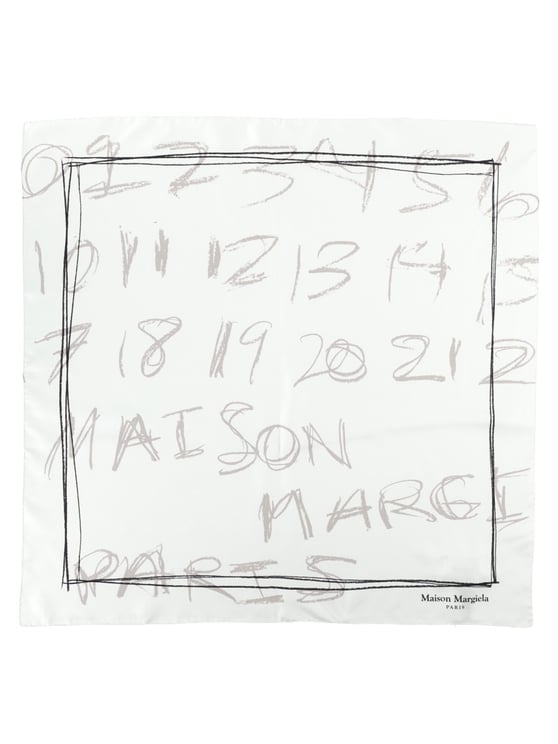 Maison Margiela Square Silk Scarf with Handwritten Number Design
