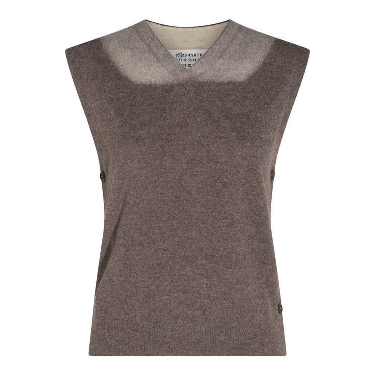Maison Margiela Sleeveless Knit Sweater with Gradient Detail