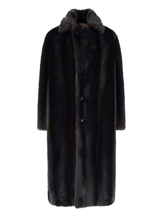Maison Margiela Brown Faux Fur Lined Coat