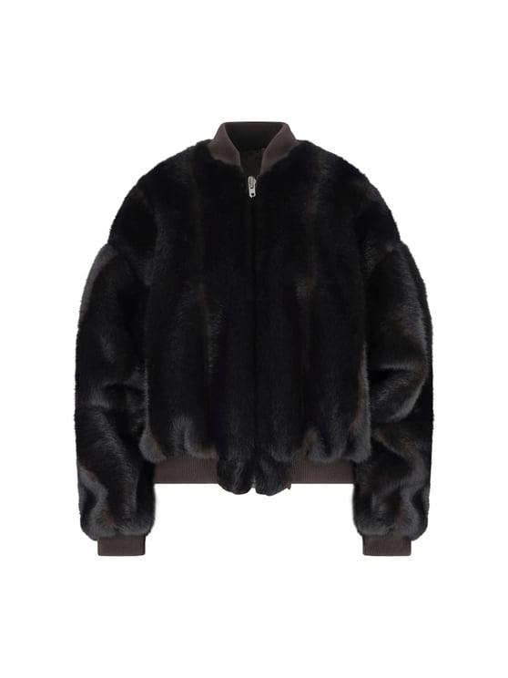 Maison Margiela Brown Faux Fur Bomber Jacket