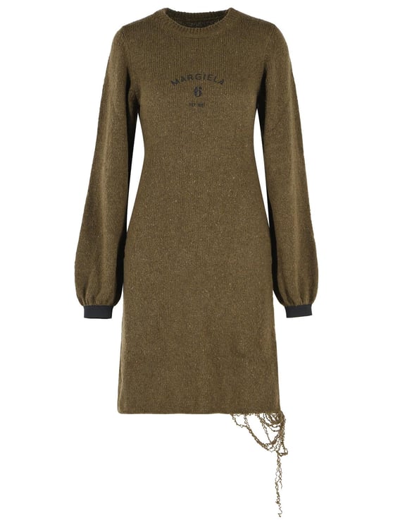 Maison Margiela Green Wool Blend Midi Dress