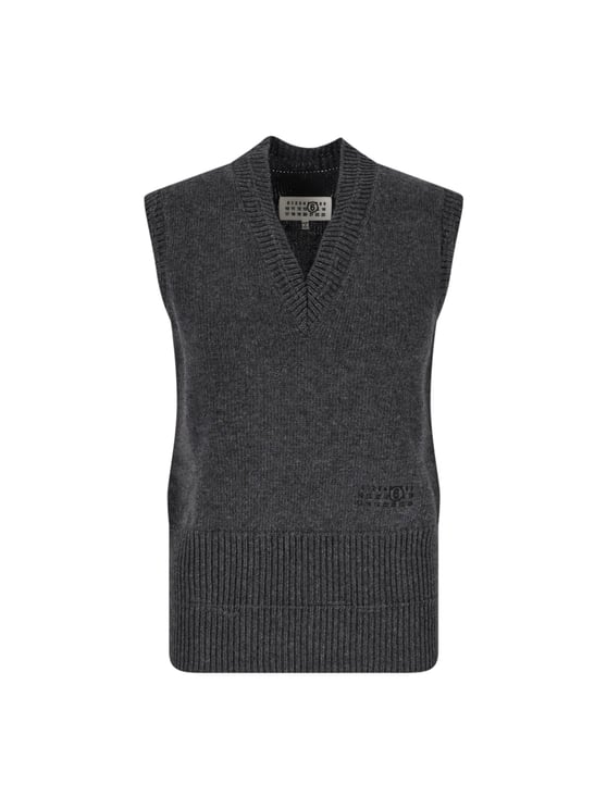 Maison Margiela Sleeveless Knit Vest With V-Neckline And Ribbed Detailing