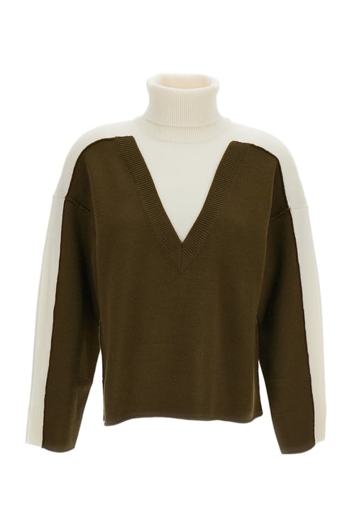 Maison Margiela Turtleneck Pullover With Two-Tone Color-Block Design And Boxy Cut