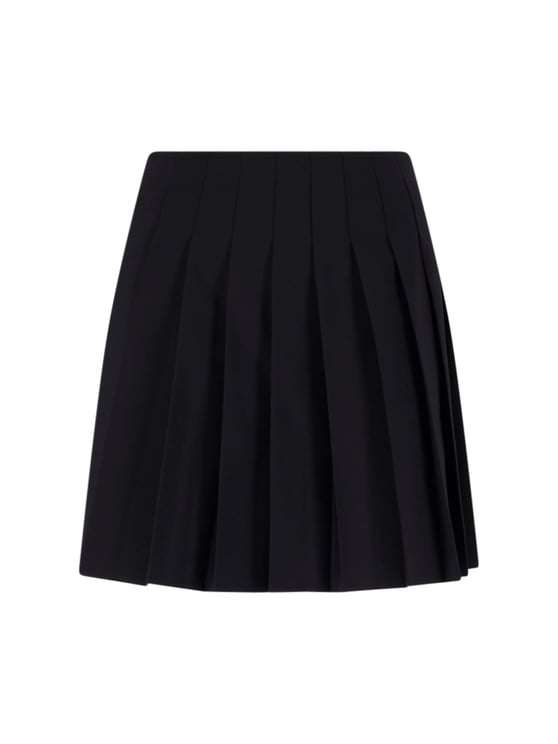 Maison Margiela Black Virgin Wool-Blend Pleated Mini Skirt
