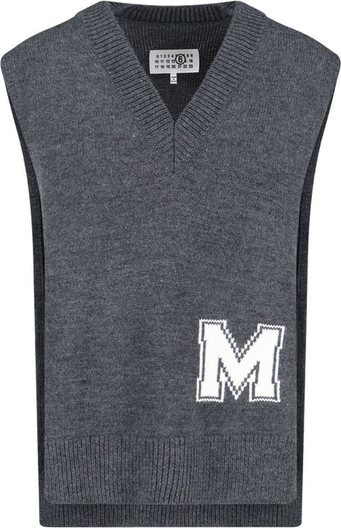 Maison Margiela V-Neck Knit Sweater in Grey Virgin Wool Blend