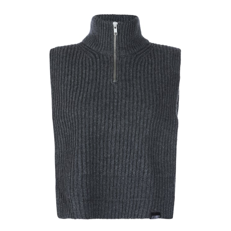 Maison Margiela Sleeveless Knitted Top With High Ribbed Collar And Zipper