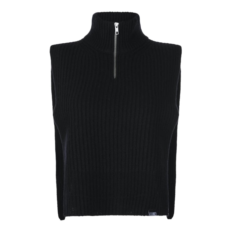 Maison Margiela Sleeveless Knitted Turtleneck With Boxy Fit And Front Zipper