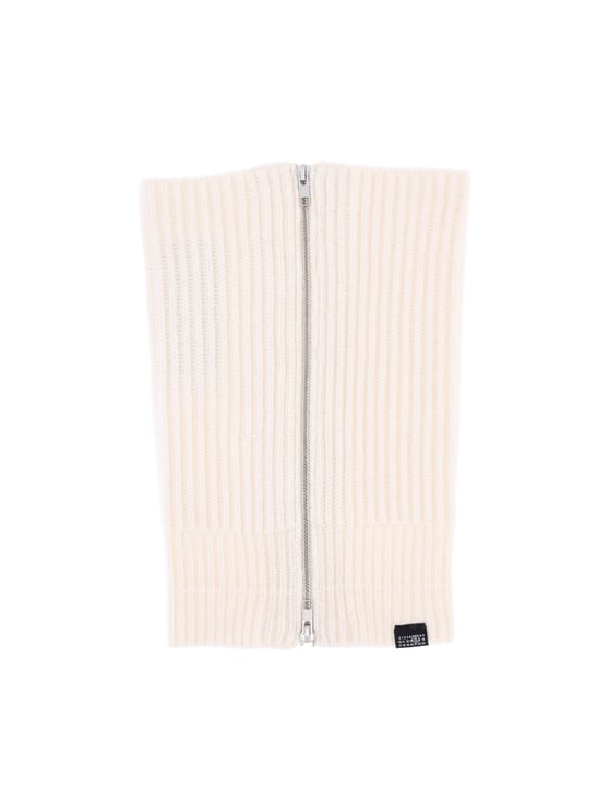 Maison Margiela Cream Zip Wool-Blend Scarf