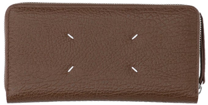 Maison Margiela Brown Four Stitches Textured Leather Wallet