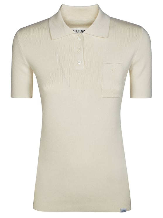 Maison Margiela Ribbed Texture Fitted Chest Pocket Polo Shirt