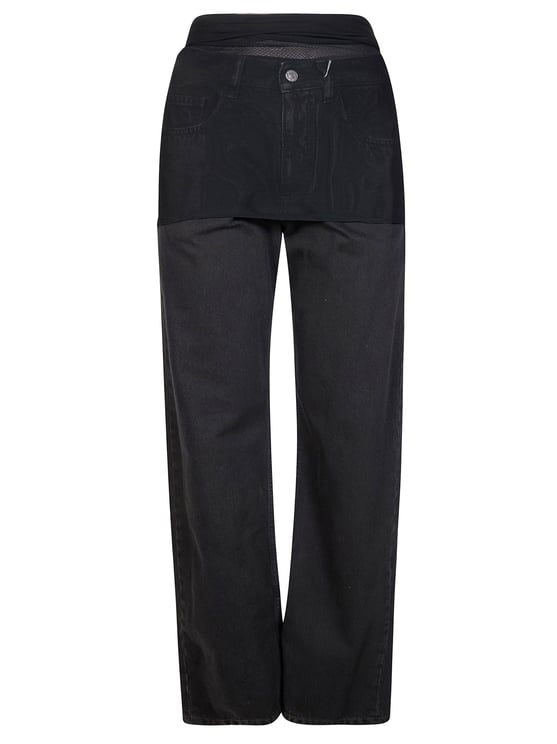 Maison Margiela Black Layered Skirt Panel Straight Jeans