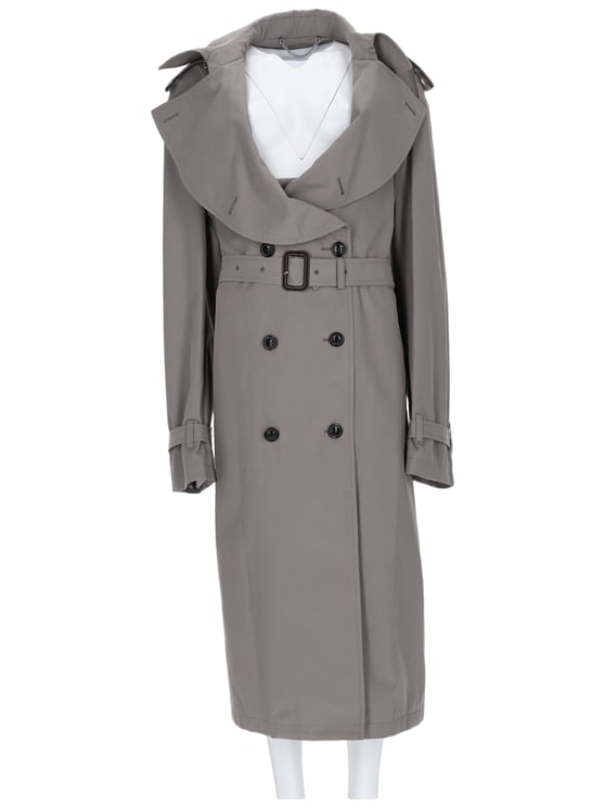 Maison Margiela Double-Breasted Grey Trench Coat with Tailored Fit