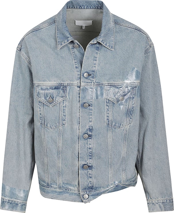 Maison Margiela Light Wash Denim Jacket with Distressed Accents