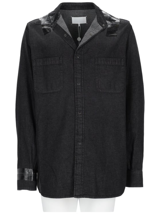 Maison Margiela Black Button-Up Shirt with Glossy Accents