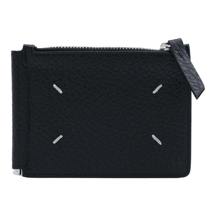 Maison Margiela Textured Leather Wallet with Zippered Closure