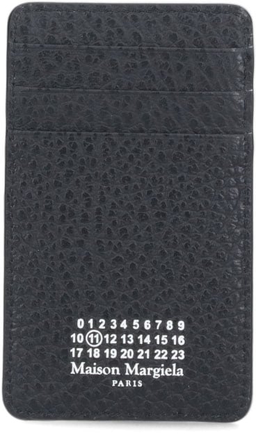 Maison Margiela Compact Textured Black Wallet With Signature Logo
