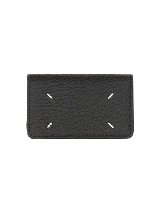 Maison Margiela Black Portacarte In Pelle Leather Wallet