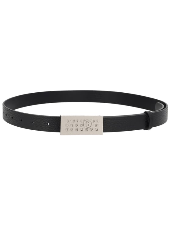 Maison Margiela Numeric Textured Leather Narrow Belt