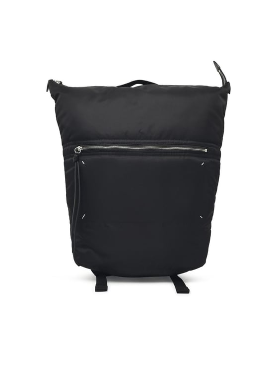 Maison Margiela Black Fabric Backpack with Iconic Four Stitches Detail