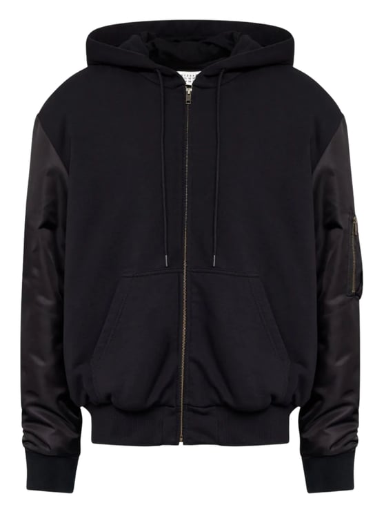 Maison Margiela Black Drawstring Hood Cotton Casual Jacket