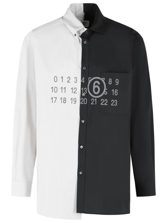 Maison Margiela 'Color Block' Black And White Cotton Shirt