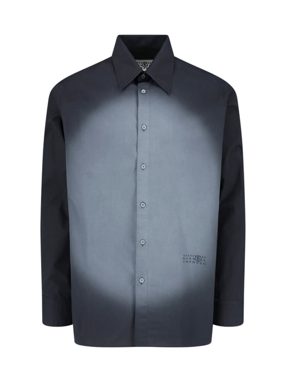 Maison Margiela Black Spray Print Cotton Logo Shirt