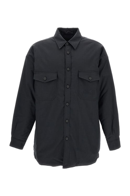 Maison Margiela Black Grey Cotton-Wool Reversible Overshirt