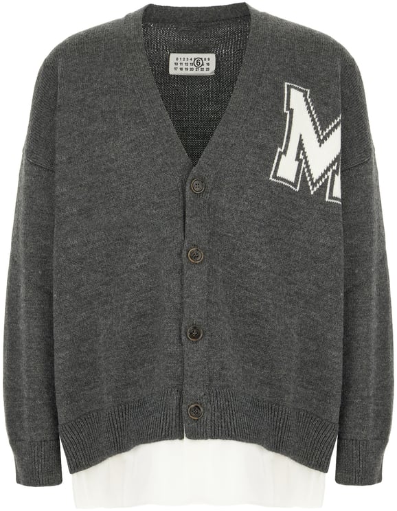 Maison Margiela Mm6 Graphite wool and acrylic cardigan