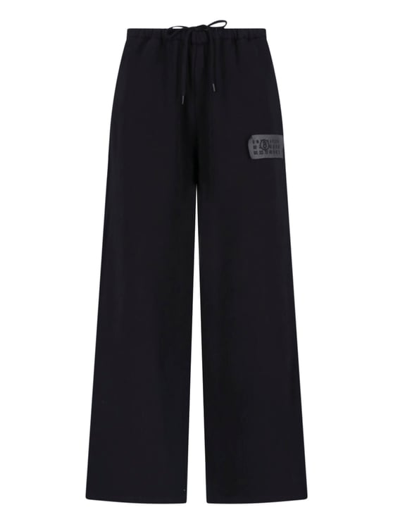 Maison Margiela Black Wide-Leg Drawstring Patch Trousers