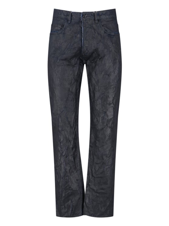 Maison Margiela Textured Black Denim Jeans With Classic Five-Pocket Design