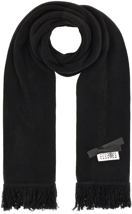 Maison Margiela Mm6 Black wool blend scarf