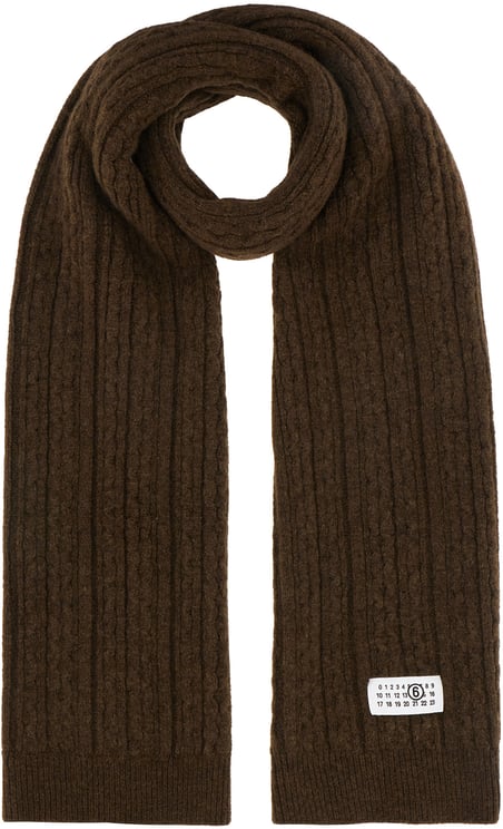 Maison Margiela Mm6 Chocolate stretch wool blend scarf