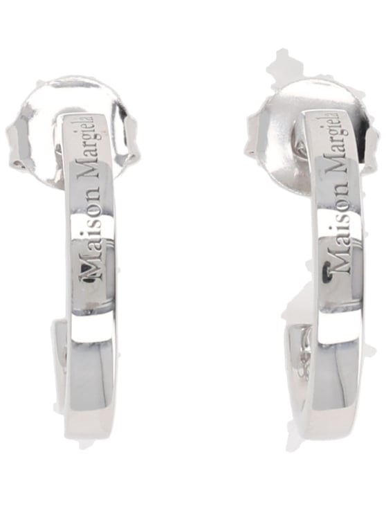 Maison Margiela Polished Silver-tone Hoop Earrings with Engraved Detail