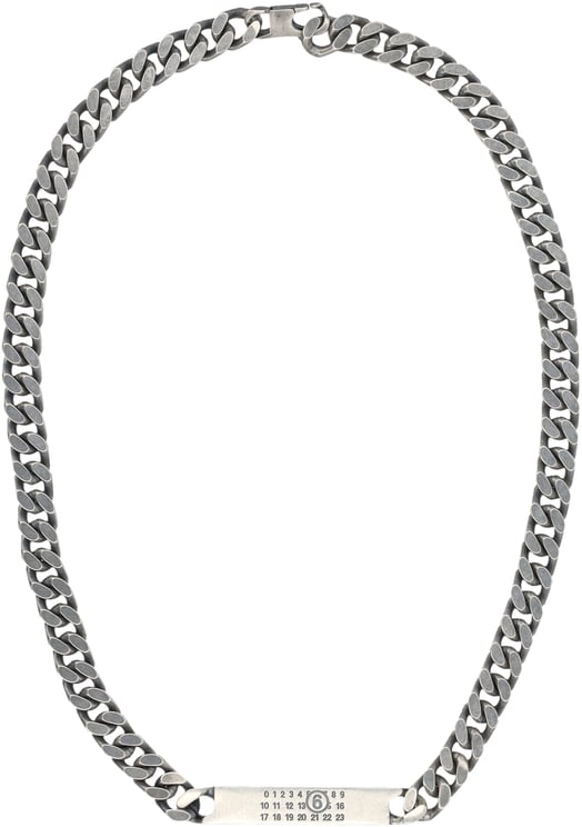 Maison Margiela Minimal Logo Id Tag Necklace Argento