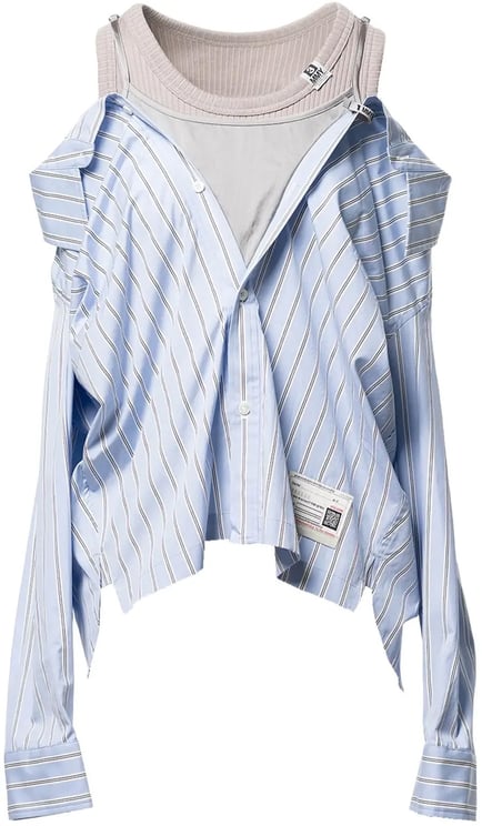 Maison Mihara Yasuhiro Layered Stripe Shirts Blue