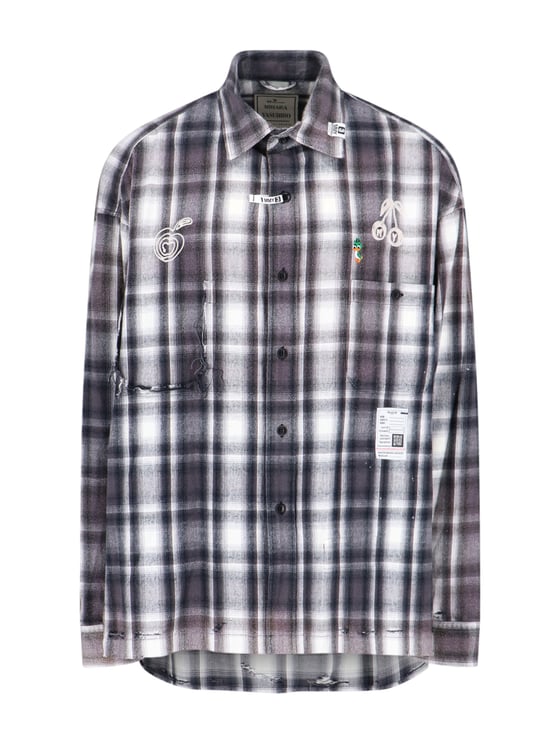 Maison Mihara Yasuhiro Vintage Check Cotton Shirt with Multicolor Embroidery