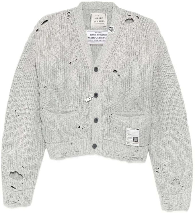 Maison Mihara Yasuhiro Sun Faded Knit Cardigan Gray