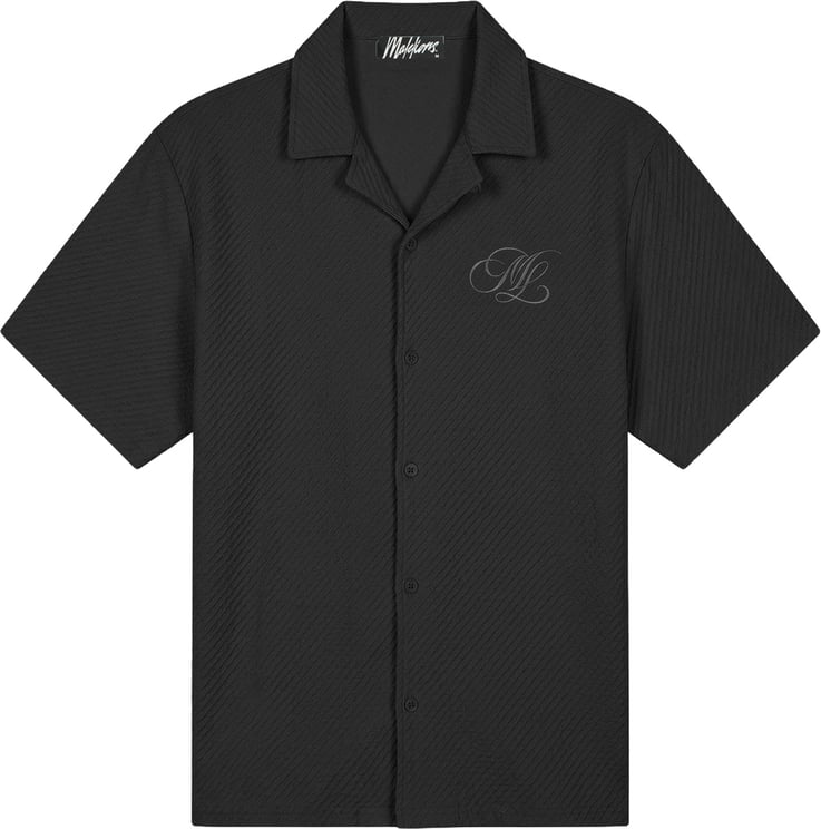 Malelions Malelions  Diagonal Seersucker Shirt MMA40026007 Black 49001