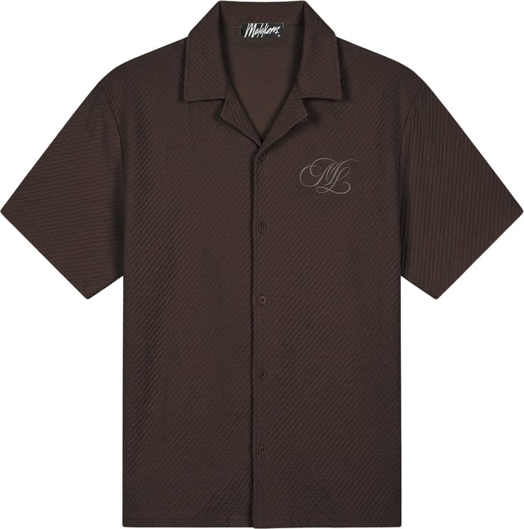 Malelions Malelions  Diagonal Seersucker Shirt MMA40026007 Dark Brown 50012