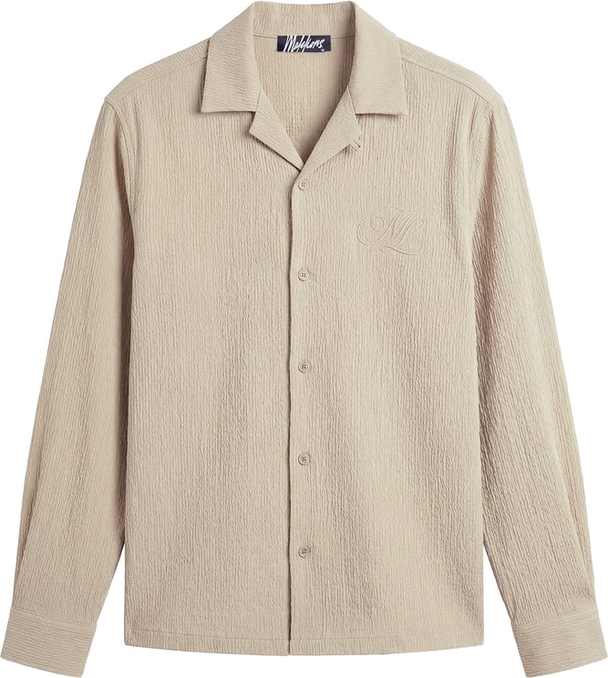 Malelions Malelions Emblem Seersucker Longsleeve Shirt MMB30026053 Light Taupe 50014