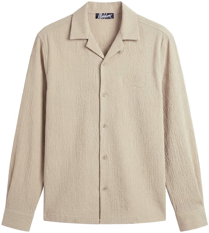 Malelions Malelions Emblem Seersucker Longsleeve Shirt MMB30026053 Light Taupe 50014