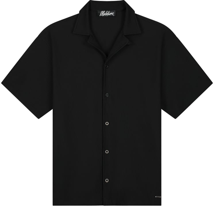 Malelions Malelions Ribbed Camp Collar Shirt MMB30026029 Black 49001