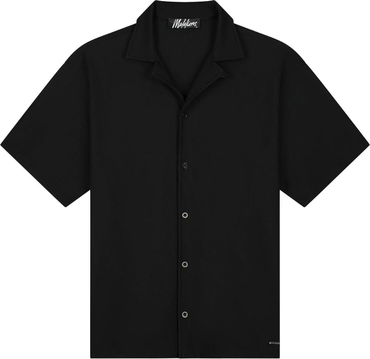 Malelions Malelions  Ribbed Camp Collar Shirt MMB30026029 Black 49001