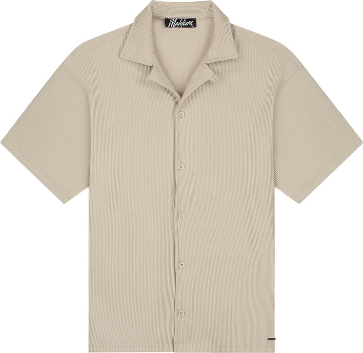 Malelions Malelions  Ribbed Camp Collar Shirt MMB30026029 Light Taupe 50014