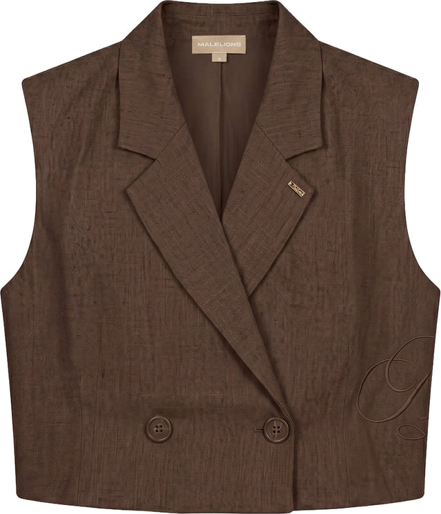 Malelions Malelions Women Cropped Linen Emblem Gilet