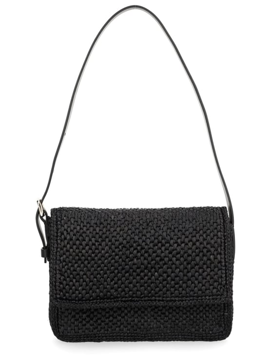 Manebi Paloma Tightly Woven Flap Raffia Shoulder Bag