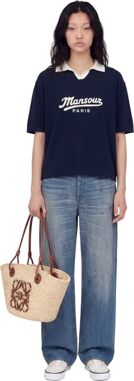 Mansour Jacquard Knitted Polo Navy