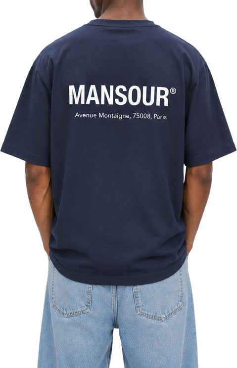 Mansour Logo Address T-shirt Navy