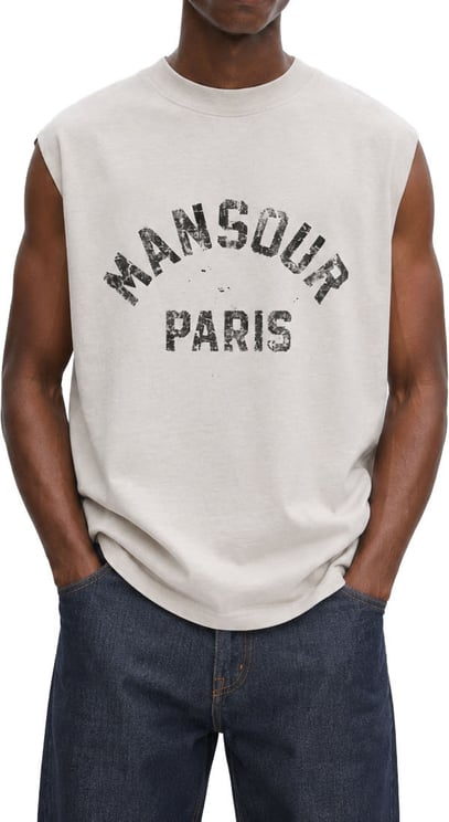 Mansour Vintage Faded Cream Sleeveless Arch Shirt