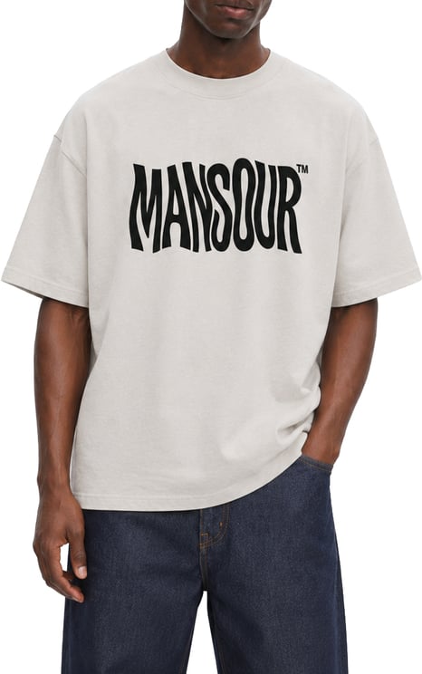 Mansour Distorted logo T-shirt Faded White